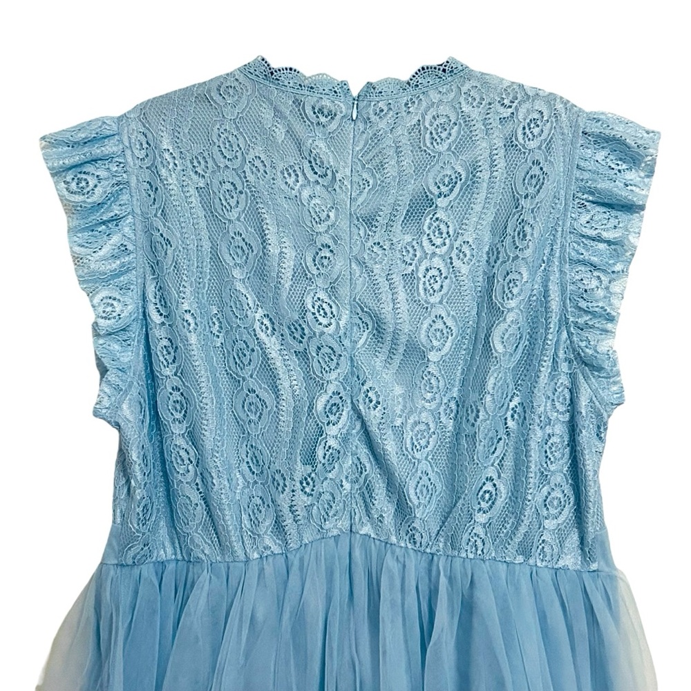 NWT Blue Lace Ruffle Trim Fit & Flare Dress 4XL - Picture 7 of 15
